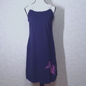 Lilly Pulitzer Pull Over Cover Up Navy Blue Koi 100%Cotton Beach Dress Sz Small
